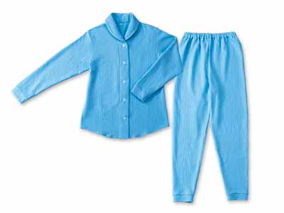 予約　キルトニットパジャマ　ペールブルー　Ｌ写真