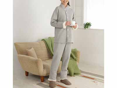 予約　メリノンのパジャマ（ウエストリブ付き）グレー　Ｍ写真