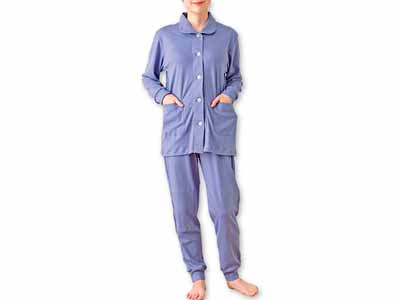 予約　ヒートコットンレディースパジャマ　ラベンダーブルー　Ｌ写真