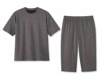 予約　リカバリーケア　メンズ半袖上下セット（上：杢グレー・下：杢グレー）Ｌ写真