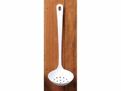 予約　ホーロー穴明レードル写真