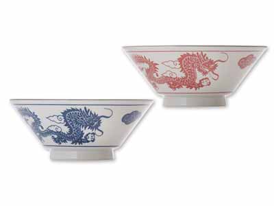 予約 美濃焼 軽量レトロラーメン鉢(2色組)写真