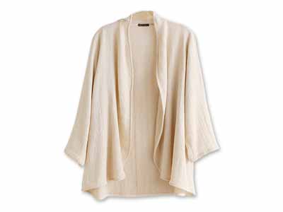 予約　レース織フレアーカーディガン・生成り写真