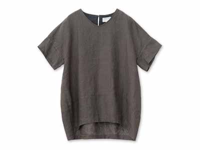 予約　リネンコクーンシルエットブラウス・ブラウン系・Ｍ写真