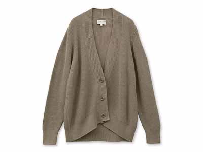 予約　ＯＣ　ニット　片畦コクーンカーディガン・ブラウンメランジ・Ｍ写真