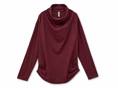 予約　ＯＣ　天竺ドレープネックトップ・バーガンディ・Ｍ写真