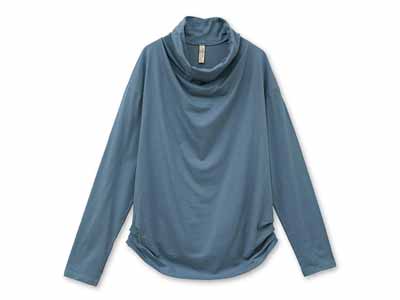 予約　ＯＣ　天竺ドレープネックトップ・ブルー・Ｍ写真