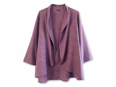 予約　もしゃ織フレアーカーディガン・パープル写真