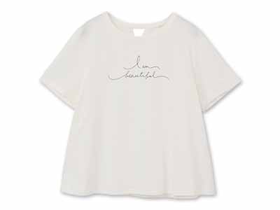 予約　オーガニックコットン　天竺メッセージＴシャツ・エコホワイト・Ｍ写真