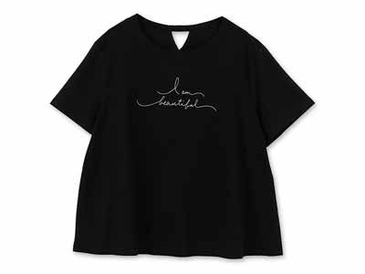 予約　オーガニックコットン　天竺メッセージＴシャツ・ブラック・Ｍ写真