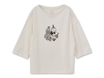 予約　ムーミン　ＯＣビッグＴシャツ・本を読むミムラねえさん　エコホワイトＭ写真
