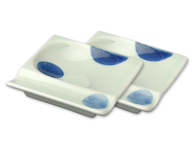 予約　重宝皿　2枚セット二色丸紋（青）写真