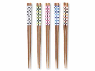 予約 若狭塗 食洗機対応華色市松塗箸(5膳組/合成漆器)写真