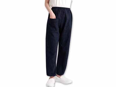 予約　【日本製】久留米ちぢみ織もんぺ（文人柄）ＬＬ写真