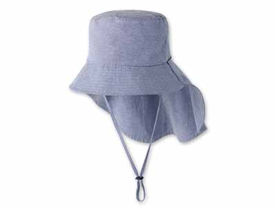 予約　風で飛びにくいシャンブレー日よけ帽子（ブルー）写真