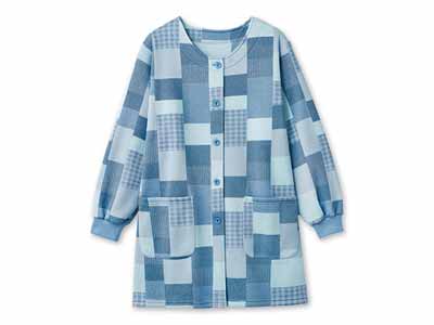 予約　和柄ロング丈かっぽう着（パッチワーク柄）Ｍ−Ｌ写真