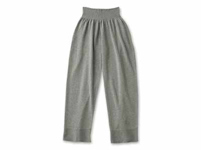 予約　オーガニックコットン　ニットパンツ　グレー写真