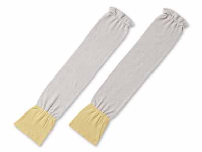 予約　日本製　綿麻バイカラーロングアームカバー（シルバーグレー）写真