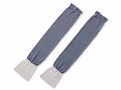 予約　日本製　綿麻バイカラーロングアームカバー（ネイビー）写真