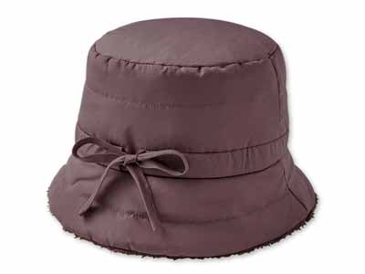 予約　すっぽり被れる小顔見せあったかキルト帽子（パープルローズ）写真