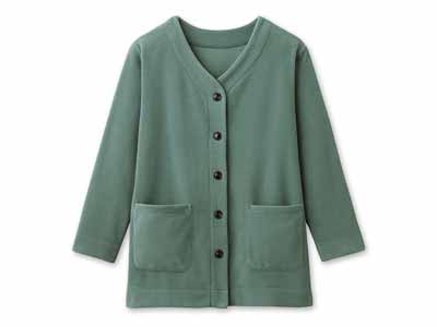 予約　軽くてあったかフリースカーデ（グリーン）Ｍ−Ｌ写真