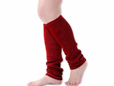 予約　【日本製】シルク混あたたかレッグウォーマー（ワイン）2枚組写真