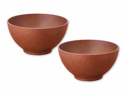 予約　お餅がくっつきにくい木目調大汁椀（ブラウン・2コ組）写真