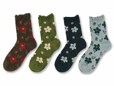 予約　口ゴムゆったりお花ソックス写真