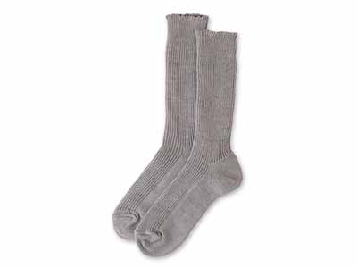 予約　ローゲージ1×1リブ編みソックス【Ｍ／グレー】【Ｂａｌｉ彩土染】写真