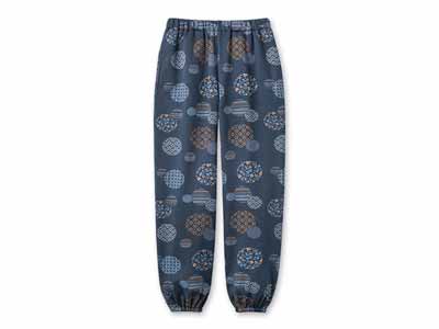 予約　和柄くつろぎもんぺ（まり柄ネイビー）ＬＬ写真