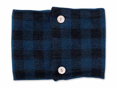 予約　内側ボアであったかネックウォーマー（ボタンタイプ）ブルー系写真