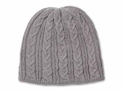 予約　内側シルク2重編みあったか帽子　グレー写真