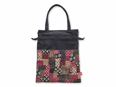 予約　日本製　布工房紡ぎ　和トートきんちゃく　黒写真