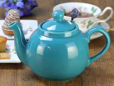 予約　＜ロンドンポタリー＞ファームハウスティーポット　アクア写真