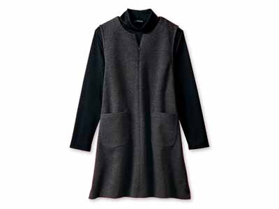 予約　ｅｃｌａＴ　ｓｔｙｌｅ　メランジキーネックロングベスト　グレー系　ＬＬ〜3Ｌ写真