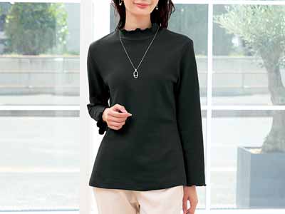 予約　ｅｃｌａＴ　ｓｔｙｌｅ　綿100％微起毛　メロータートルプルオーバー　ブラック　ＬＬ写真