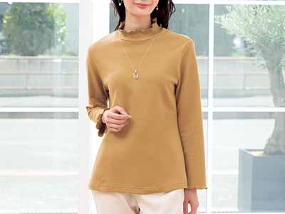 予約　ｅｃｌａＴ　ｓｔｙｌｅ　綿100％微起毛　メロータートルプルオーバー　マスタード　Ｍ写真