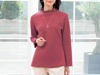 予約　ｅｃｌａＴ　ｓｔｙｌｅ　綿100％微起毛　メロータートルプルオーバー　ワイン　Ｌ写真