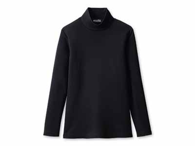 予約　あったか起毛着やせプルオーバー　ブラック　Ｍ写真