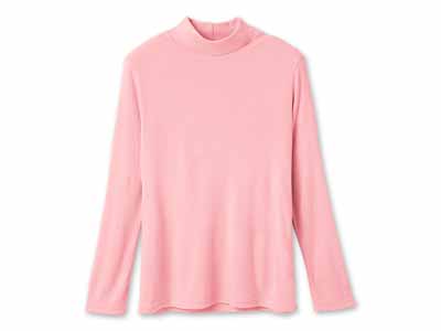 予約　ふわっととろけるハイネックシャツ　ピンク　ＬＬ写真