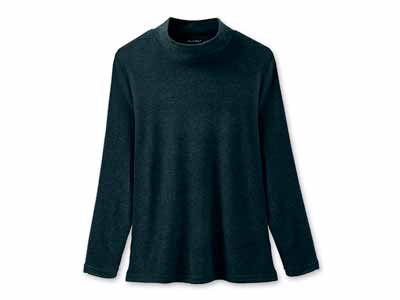 予約　ふわっととろけるハイネックシャツ　ブラック　ＬＬ写真