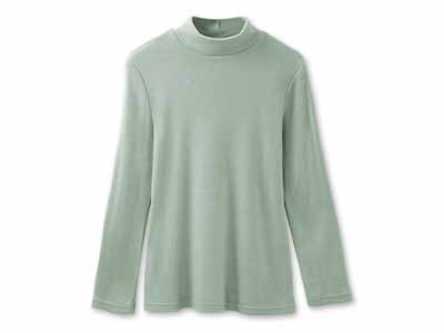 予約　ふわっととろけるハイネックシャツ　モスグリーン　Ｌ写真