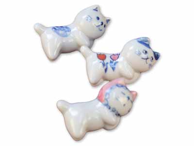 予約　＜瀬戸焼＞手描きねこ箸置　3柄組写真