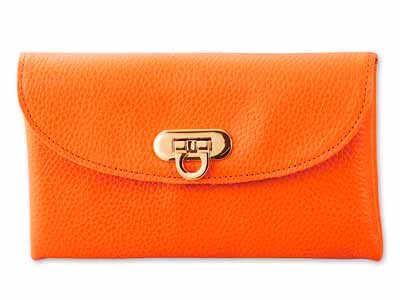 予約　牛革コンパクト長財布　オレンジ写真