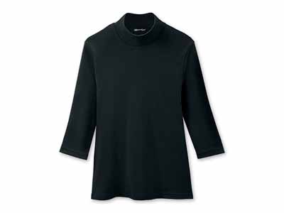 予約　まるで木陰の7分袖ハイネックシャツ　ブラック　Ｌ写真