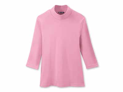 予約　まるで木陰の7分袖ハイネックシャツ　ローズ　3Ｌ写真