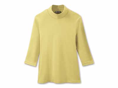 予約　まるで木陰の7分袖ハイネックシャツ　イエロー　3Ｌ写真