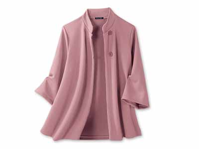 予約　サラッと快適ポンチョ風ジャケット　ローズグレー　ＬＬ〜3Ｌ写真