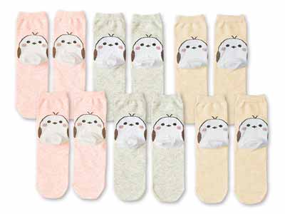 予約　日本製　内側シルク2層シマエナガソックス　3色×2セット写真