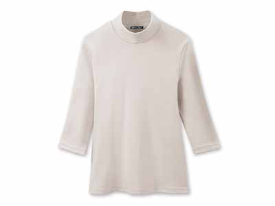 予約　まるで木陰の7分袖ハイネックシャツ　グレー　ＬＬ写真